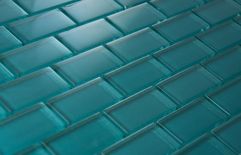 BRICK DIMENSIONS COLLECTION - Teal Glass - 1x2"